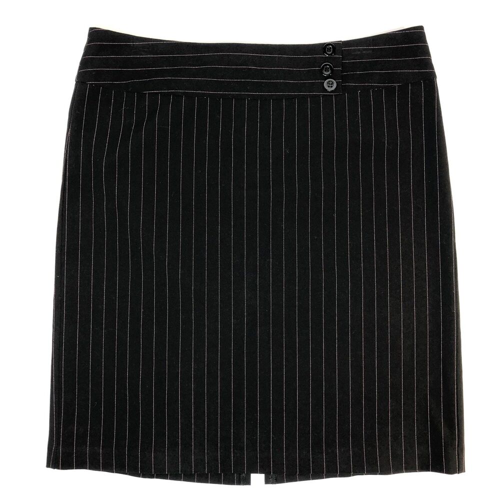 Y2K My‎ Michelle Straight Skirt Black Pink Pinstripe Business Career Size 7